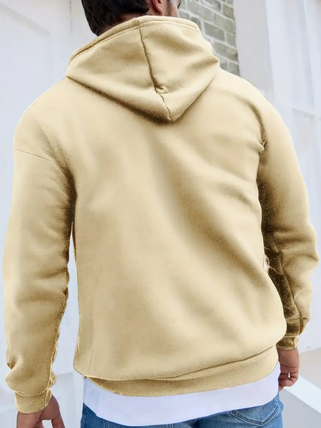 Cozy Plush-Lined Men's Hoodie - Casual Pullover with Kangaroo Pocket, Long Sleeve, Letter Print Design - Perfect Autumn & Winter Fashion Gift