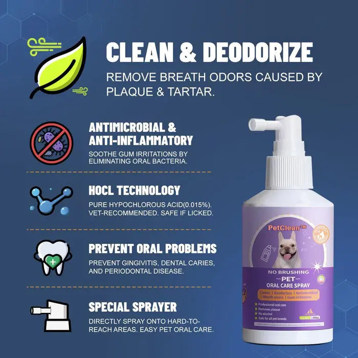 PetClean™ Teeth Cleaning Spray for Dogs & Cats, Eliminate Bad Breath, Targets Tartar & Plaque, Without Brushing - EVERRD USA