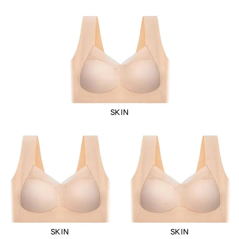 3 Pcs Sexy Seamless Plus Size Bra Push Up Sports Brassiere Women's Lace Underwear Wireless Everrd