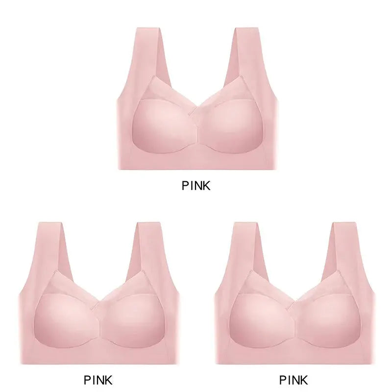 3 Pcs Sexy Seamless Plus Size Bra Push Up Sports Brassiere Women's Lace Underwear Wireless Everrd