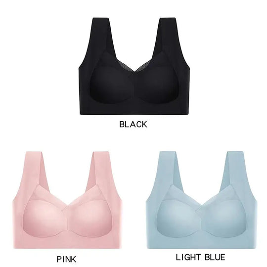 3 Pcs Sexy Seamless Plus Size Bra Push Up Sports Brassiere Women's Lace Underwear Wireless Everrd