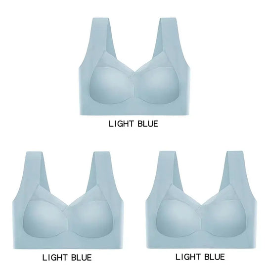 3 Pcs Sexy Seamless Plus Size Bra Push Up Sports Brassiere Women's Lace Underwear Wireless Everrd