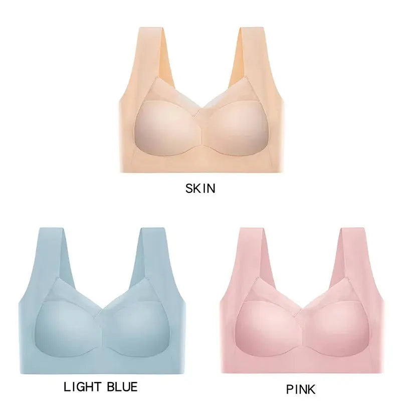 3 Pcs Sexy Seamless Plus Size Bra Push Up Sports Brassiere Women's Lace Underwear Wireless Everrd