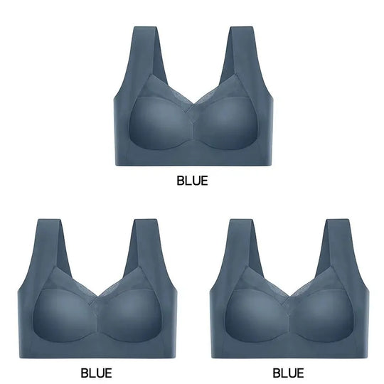 3 Pcs Sexy Seamless Plus Size Bra Push Up Sports Brassiere Women's Lace Underwear Wireless Everrd