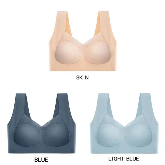 3 Pcs Sexy Seamless Plus Size Bra Push Up Sports Brassiere Women's Lace Underwear Wireless Everrd