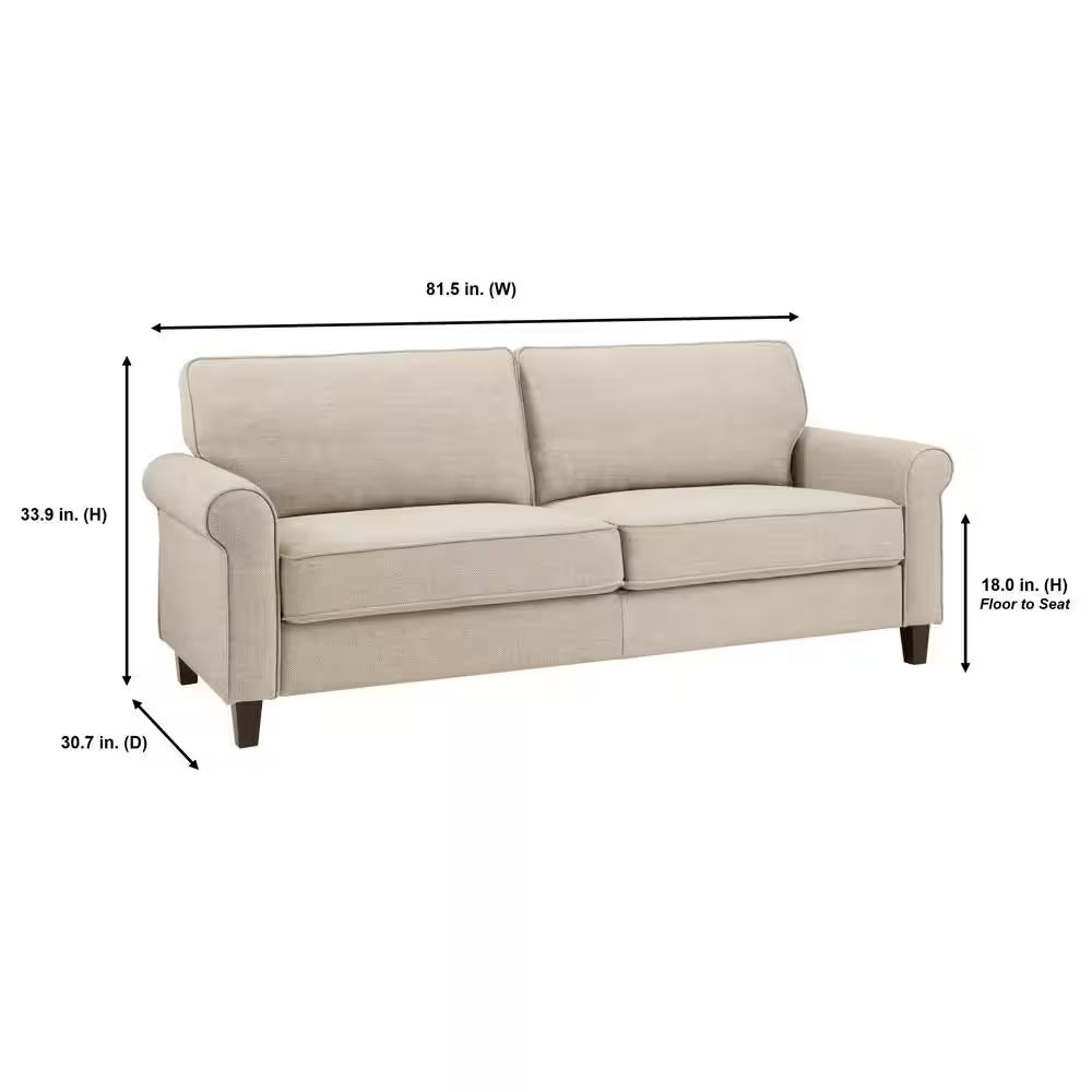 Briarwood 81.5 In. Classic Rolled-Arm Fabric Sofa in Sand Beige