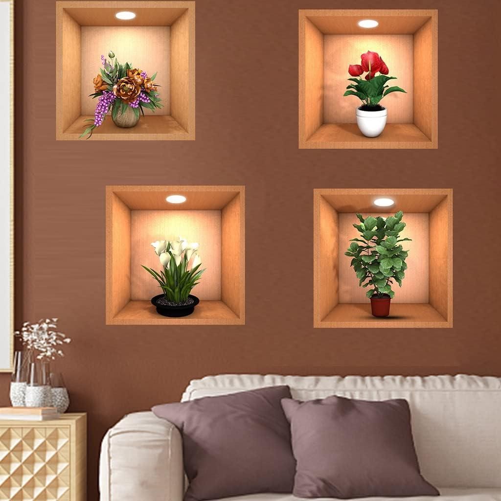 3D Vase Wall Sticker (Pack of 4) Everrd