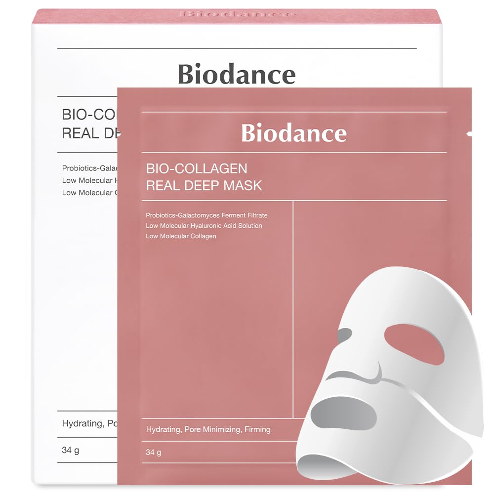 BIODANCE Bio-Collagen Real Deep Mask, Hydrating Overnight Hydrogel Mask, Pore Minimizing, Elasticity Improvement, 34g x4ea Everrd