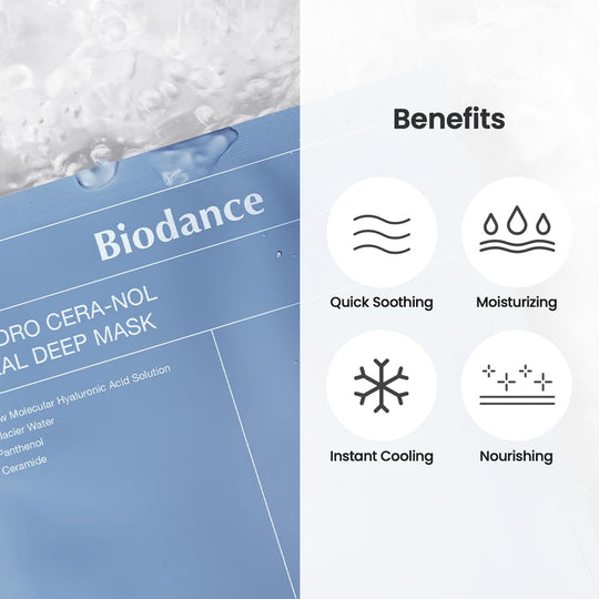 BIODANCE Bio-Collagen Real Deep Mask, Hydrating Overnight Hydrogel Mask, Pore Minimizing, Elasticity Improvement, 34g x4ea Everrd