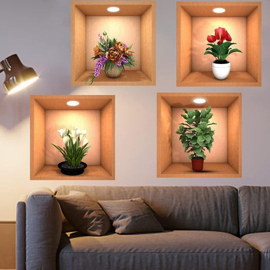 3D Vase Wall Sticker (Pack of 4) Everrd