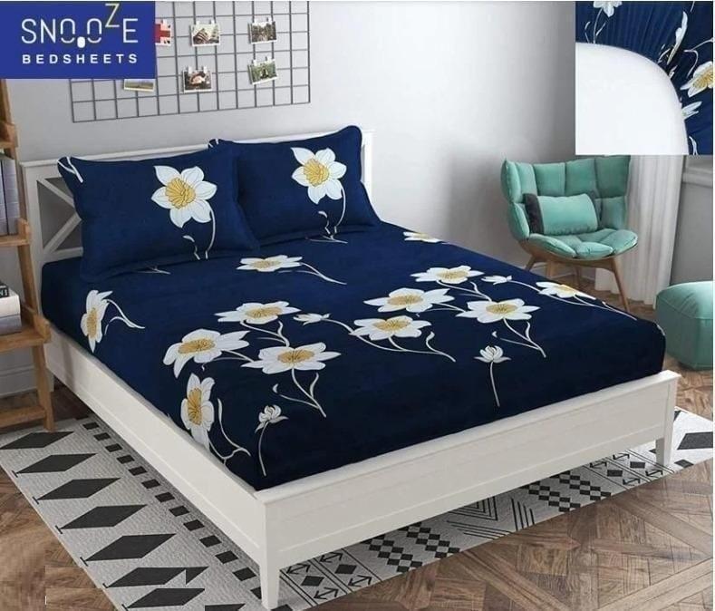 ELASTIC FITTED DOUBLE BED BEDSHEET WITH 2 PILLOW COVERS (BUY 1 GET 1 FREE) Everrd