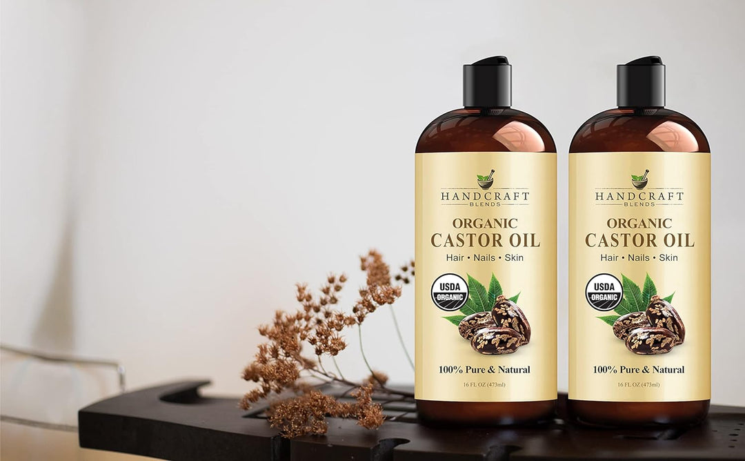 Handcraft Blends Castor Oil with Rosemary Oil for Hair Growth, Eyelashes, Eyebrows - 100% Pure and Natural Carrier Oil Hair, Body Oil - Moisturizing Massage Oil for Aromatherapy - 8 fl. Oz - EVERRD USA