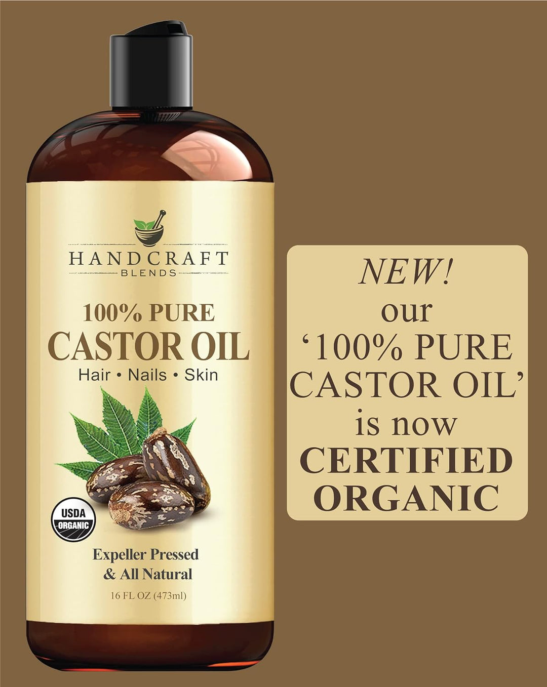 Handcraft Blends Castor Oil with Rosemary Oil for Hair Growth, Eyelashes, Eyebrows - 100% Pure and Natural Carrier Oil Hair, Body Oil - Moisturizing Massage Oil for Aromatherapy - 8 fl. Oz - EVERRD USA