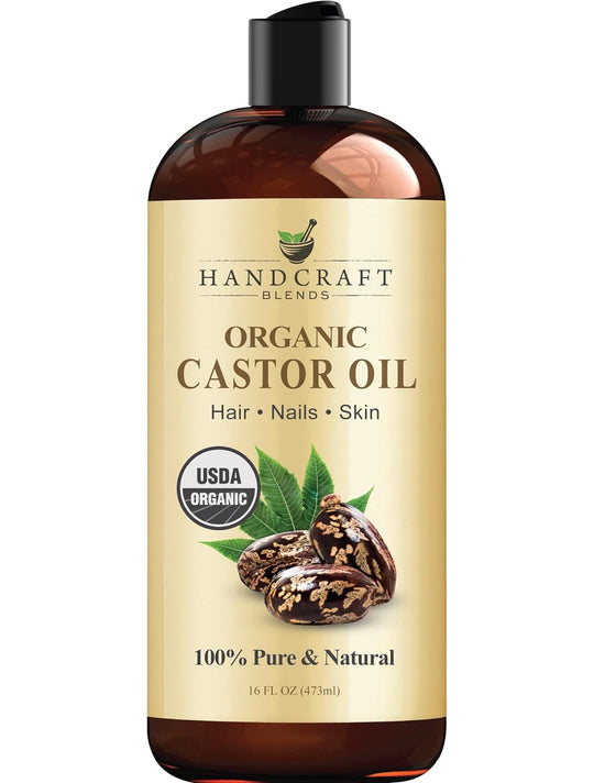 Handcraft Blends Castor Oil with Rosemary Oil for Hair Growth, Eyelashes, Eyebrows - 100% Pure and Natural Carrier Oil Hair, Body Oil - Moisturizing Massage Oil for Aromatherapy - 8 fl. Oz - EVERRD USA