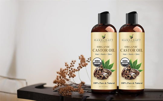 Handcraft Blends Castor Oil with Rosemary Oil for Hair Growth, Eyelashes, Eyebrows - 100% Pure and Natural Carrier Oil Hair, Body Oil - Moisturizing Massage Oil for Aromatherapy - 8 fl. Oz - EVERRD USA