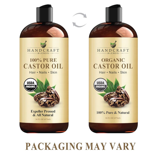 Handcraft Blends Castor Oil with Rosemary Oil for Hair Growth, Eyelashes, Eyebrows - 100% Pure and Natural Carrier Oil Hair, Body Oil - Moisturizing Massage Oil for Aromatherapy - 8 fl. Oz - EVERRD USA