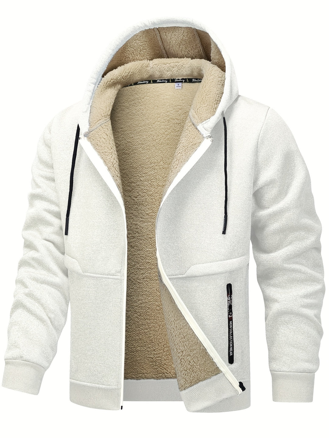 Men's Fleece-Lined Hooded Jacket - Casual, Stretchy & Breathable Zip-Up Coat for Fall/Winter Outdoor Activities - Fleece Lining - Suitable for Fall/Winter - Perfect Gift for Outdoor Enthusiasts