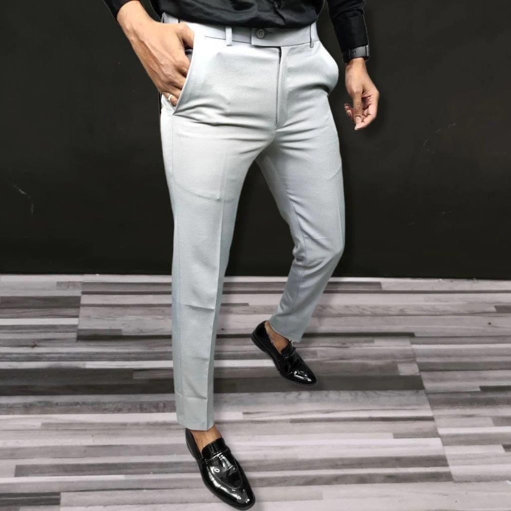 🔥👖High Stretch Men's Classic Pant For Men (LIGHT GREY) 💖 Everrd