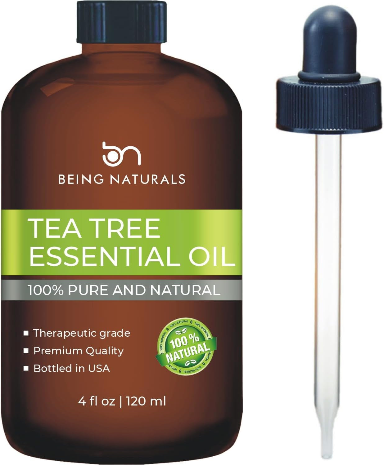 Tea Tree Essential Oil - Huge 4 FL OZ - 100% Pure & Natural – Premium Natural Oil with Glass Dropper (Tea Tree)