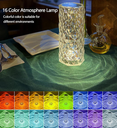 16 Colors Rose Rays Crystal Diamond Table Lamp 🔥HOT SALE🔥 everrd