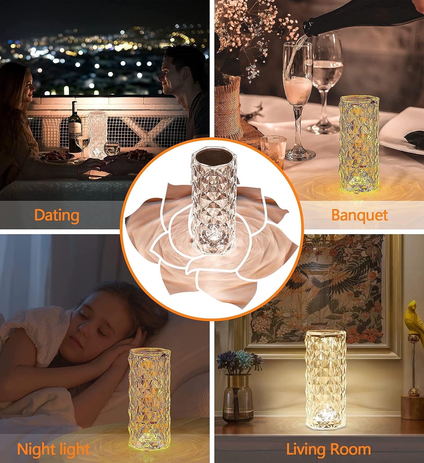 16 Colors Rose Rays Crystal Diamond Table Lamp 🔥HOT SALE🔥 everrd