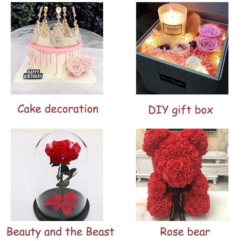 8Pcs/Box Preserved Rose Immortal B Grade Roses 4-5CM Diameter DIY Wedding Decoration Christmas Eternal Flower Of Life Material - EVERRD USA