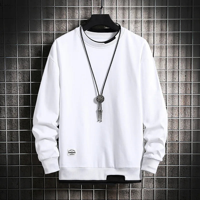 New Fashion Mens Casual Sweatshirts Long Sleeve  O-Neck Style Male Sweatshirt Spring Breathable Fitness Tee