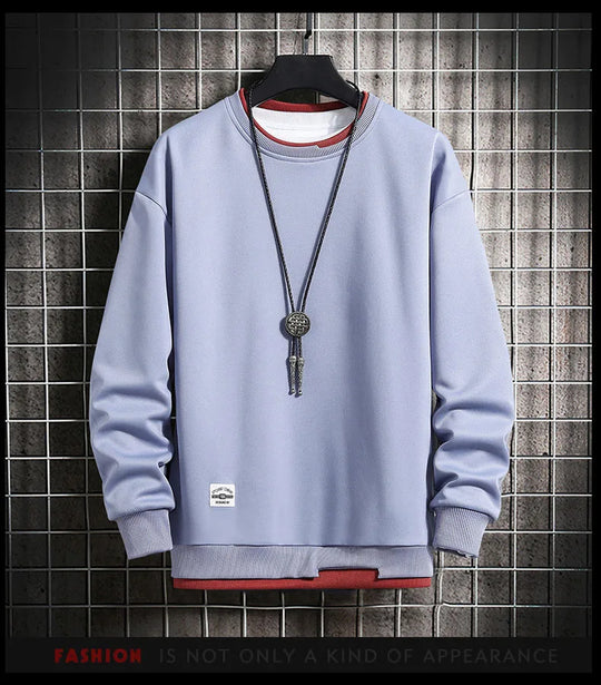 New Fashion Mens Casual Sweatshirts Long Sleeve  O-Neck Style Male Sweatshirt Spring Breathable Fitness Tee