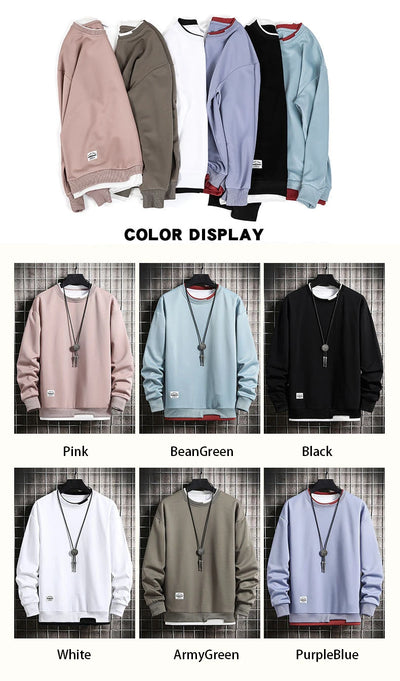 New Fashion Mens Casual Sweatshirts Long Sleeve  O-Neck Style Male Sweatshirt Spring Breathable Fitness Tee