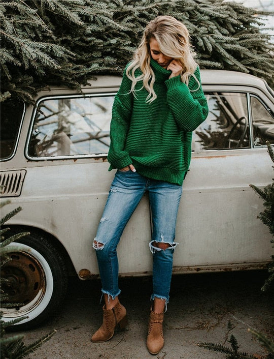 Green Knitted Turtleneck - EVERRD USA