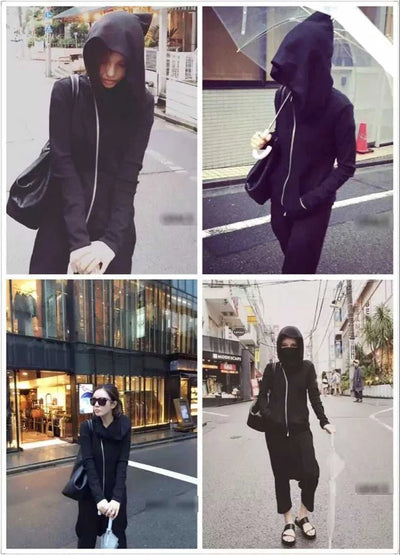 New Hoodies Men zipper Cardigan harajuku black sweatshirts hip hop swag style skateboard streetwear Cloak Hooded jacket coat