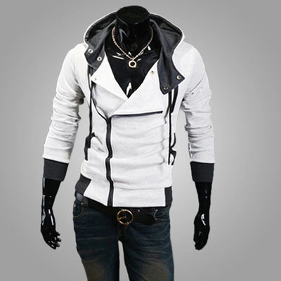 Casual Man Hoodie Sweatshirt 2024 Slim Male Zipper Streetwear Cardigan Hoodies Outerwear Black Sportswear Men Hooded Jacket