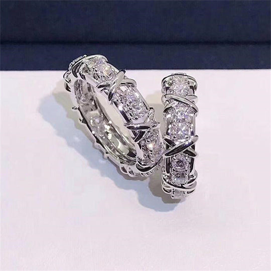 Cross XO-shaped Diamond Ring Female Gold Plated Gold Simulation Mo Diamond Ring Lovers Ring - EVERRD USA