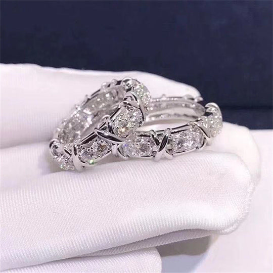 Cross XO-shaped Diamond Ring Female Gold Plated Gold Simulation Mo Diamond Ring Lovers Ring - EVERRD USA