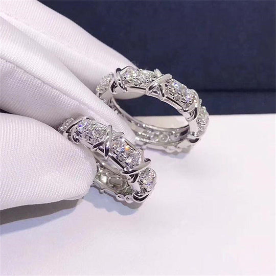 Cross XO-shaped Diamond Ring Female Gold Plated Gold Simulation Mo Diamond Ring Lovers Ring - EVERRD USA