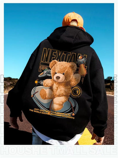 Autumn Men Hip Hop Bear Graphic Hoodie 2022 Cartoon Casual Oversized Hoodies Streetwear Fashion Sweatshirts Japanese y2k Clothes