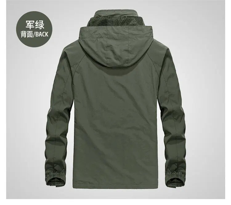 Fashion Men's Casual Windbreaker Jackets Hooded Jacket Man Waterproof Outdoor Soft Shell Winter Coat Clothing Warm Plus Size