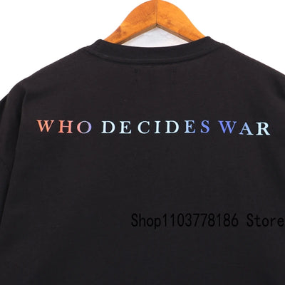 Men's Clothing Who Decides War T-shirts American Street Loose Washed Black Do Old Tops Breathable Cotton WDW Short Sleeve