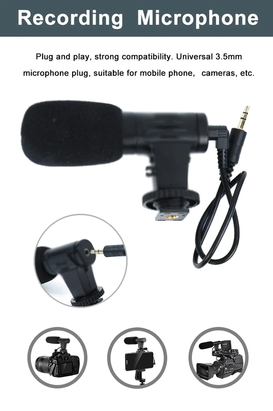 Professional video Microphone kit with Tripod Stand and LED Light Everrd