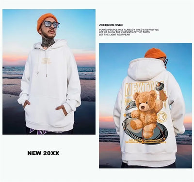 Autumn Men Hip Hop Bear Graphic Hoodie 2022 Cartoon Casual Oversized Hoodies Streetwear Fashion Sweatshirts Japanese y2k Clothes