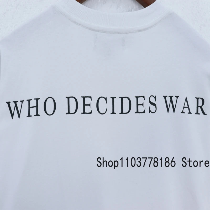 Men's Clothing Who Decides War T-shirts American Street Loose Washed Black Do Old Tops Breathable Cotton WDW Short Sleeve