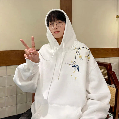 Autumn Cartoon Bird Graphic Hoodies For Men Oversized Fleece New in Hooded Sweatshirts Hip Hop Fashion Y2K Streetwear Hoodie