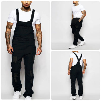 Kakan - New European and American Black Jeans with Straps for Men's Clothing, Popular Youth Suspender Long Jumpsuit K34-711