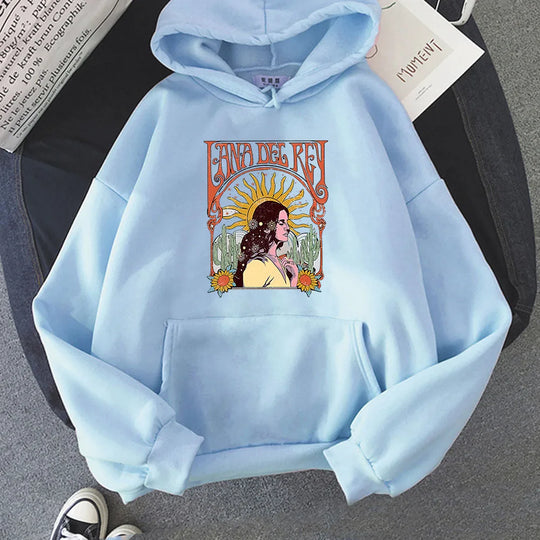 Lana Del Rey Cherry Hoodies Famous Singer Graphic Printing Sweatshirt Men/Women Clothing Streetwear Winter Hooded Warm Pullovers