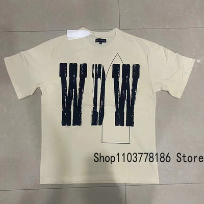 Men's Clothing Who Decides War T-shirts American Street Loose Washed Black Do Old Tops Breathable Cotton WDW Short Sleeve