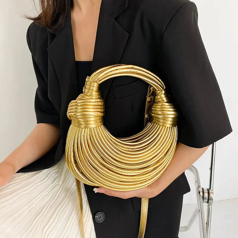 Immortal Collection™ Luxury Gold Handwoven Noodle Rope Handbag - EVERRD USA