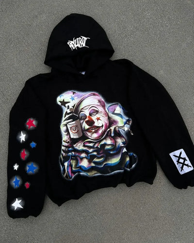 Oversized Y2k Tops hoodie streetwear Goth Popular Harajuku tracksuit men clown print Hoodies Sweatshirt Clothes men clothing