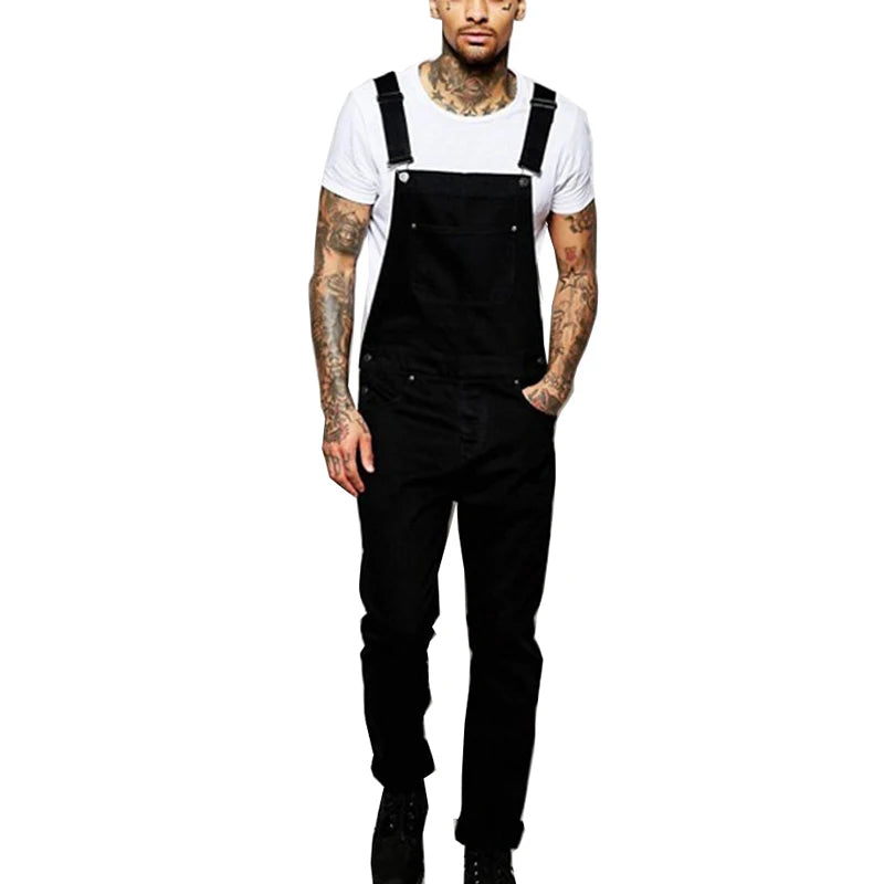 Kakan - New European and American Black Jeans with Straps for Men's Clothing, Popular Youth Suspender Long Jumpsuit K34-711