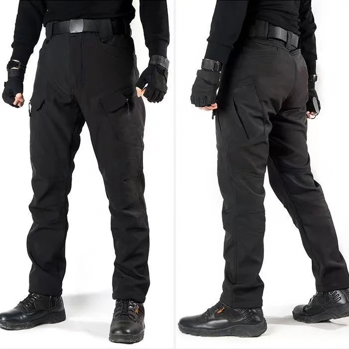 Vindtät Vattentät Biker Suit Herr Tactical Jacka Byxa Set Vinter Shark Skin Soft Shell Uniform Varma Fleecerockar