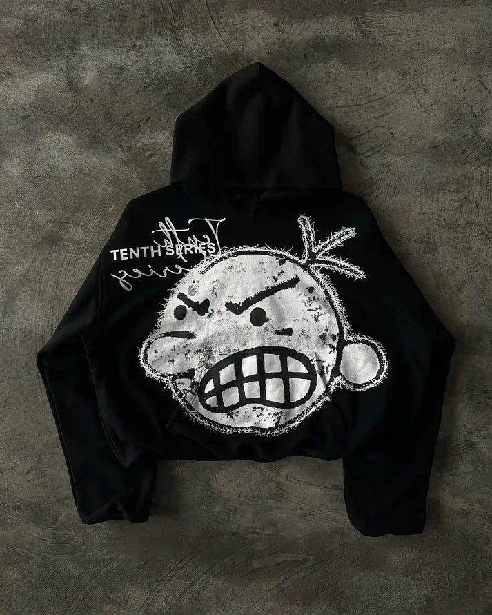 Y2K Streetwear Nya män och kvinnor långärmad oversized luvtröja lös topp tecknad grafiskt tryck gotisk retro punk hip hop tröja